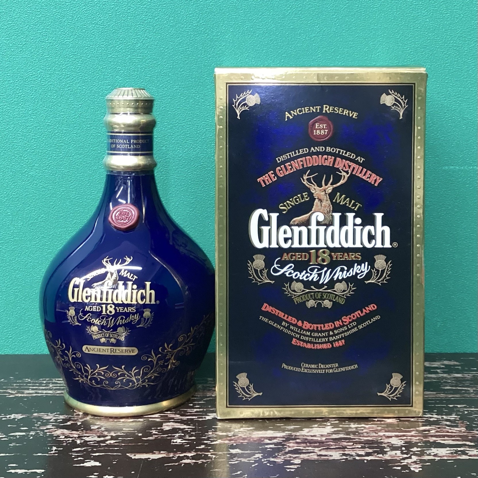 2025年7月1日<BR>ｸﾞﾚﾝﾌｨﾃﾞｨｯｸ18年<BR>青 陶器ボトル<BR>買取しました！